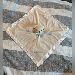 Teddy Bear with Satin Bow tie Secuity Blanket Lovey Beige 18.5” x 18.5”